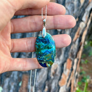 Pendentif chrysocolle pierre verte bleue