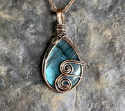 Pendentif Goutte en Labradorite - Cuivre