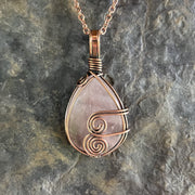 Pendentif Goutte en Quartz rose - Cuivre