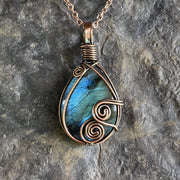Pendentif Goutte en Labradorite - Cuivre
