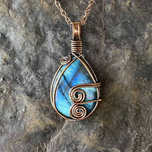 Pendentif labradorite cuivre