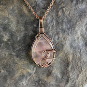 Pendentif Goutte en Quartz rose - Cuivre