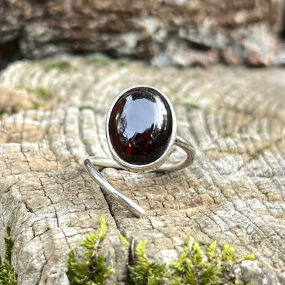 bague en grenat argent ajustable
