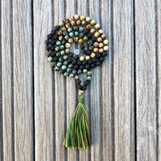 collier mala jaspe lave turquoise