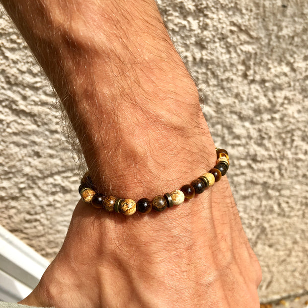 Bracelet « Confiance » - Bronzite, Jaspe, Oeil de Tigre - 6 mm,  - Ankora