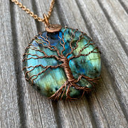 pendentif labradorite spectrolite arbre de vie cuivre