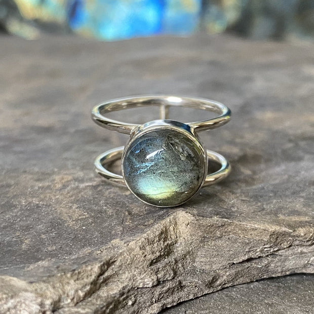 Bague en Labradorite ronde - Or ou Argent
