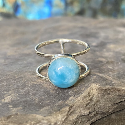Bague en Larimar Ronde - Argent 925 - Ankora