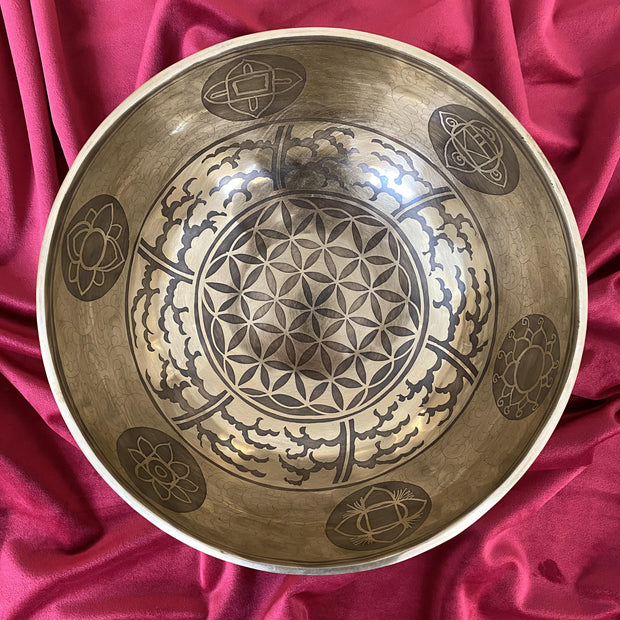 Bol Chantant Tibétain Fleur de Vie & Chakras  Grande taille 24 cm – ANKORA