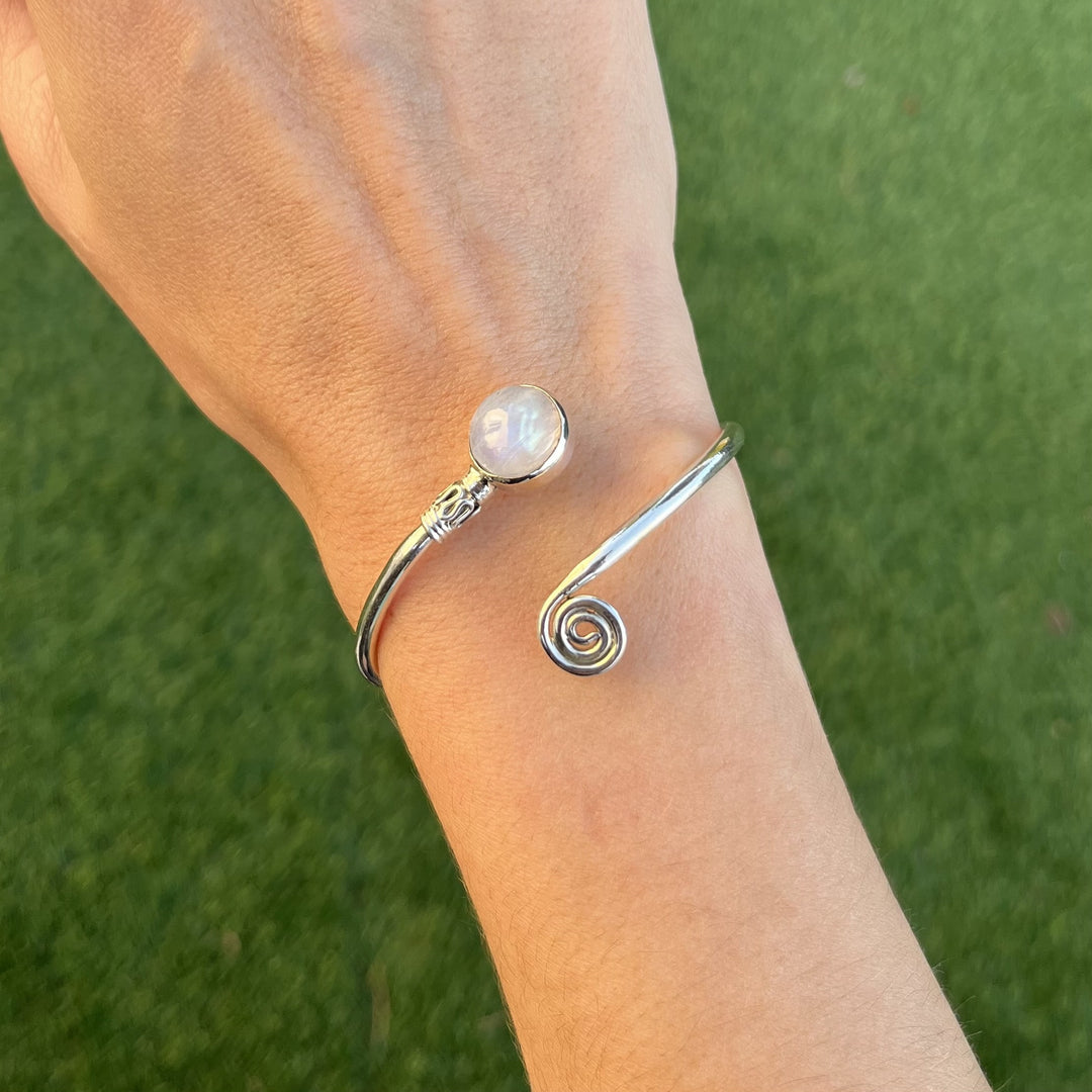 Bracelet B8603-PL en Pierre de lune véritable - Bijoux en Argent rhodié