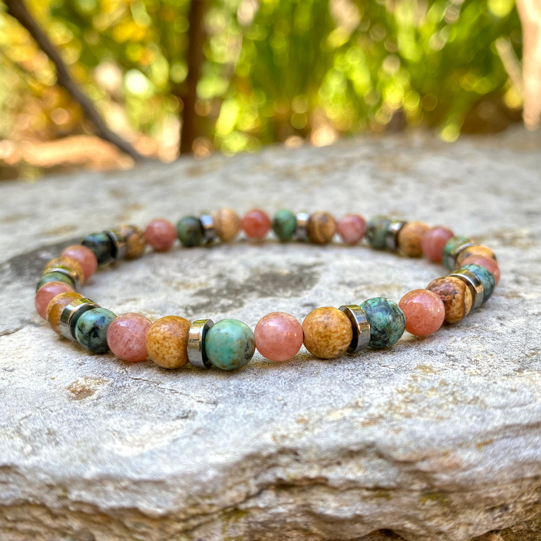 Iska bracelet doré avec jaspe turquoise africaine | Clyvia Bijoux Iska bracelet doré avec jaspe turquoise africaine | Clyvia Bijoux