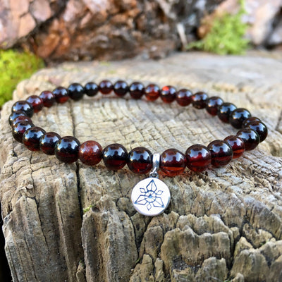 Bracelet « Énergie » Ambre Cognac - 6 mm,  - Ankora