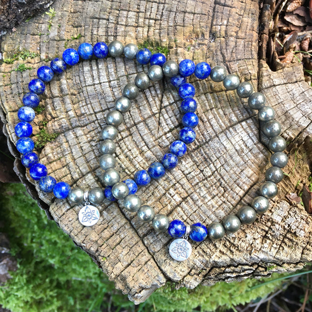 Bracelet lapis lazuli pour homme perles bois coco - Ninanina