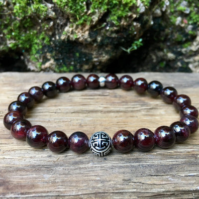 Bracelet « Confiance » Grenat - Argent 925 - 8 mm,  - Ankora