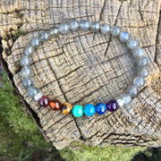 bracelet 7 chakras de qualite en labradorite