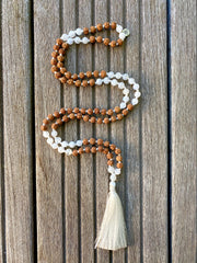 Collier Mala « Bien-être » Pierre de Lune et Rudraksha - 6 mm - Ankora