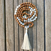 Collier Mala « Bien-être » Pierre de Lune et Rudraksha - 6 mm - Ankora