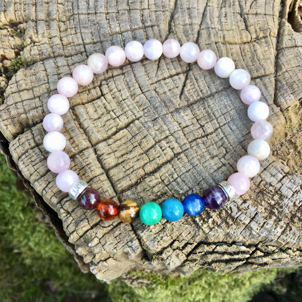 Bracelet 7 chakras « Amour » Kunzite - Argent 925 - 6 mm,  - Ankora