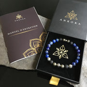 Bracelet Luxe « Confiance » Lapis lazuli, Pyrite et Lave - Argent 925 - 8 mm,  - Ankora