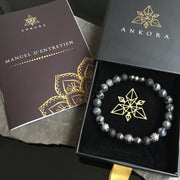 Bracelet Luxe « Protection » Larvikite, Hematite et Lave - Argent 925 - 8 mm,  - Ankora