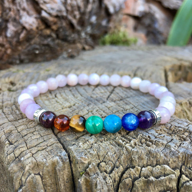 Bracelet 7 chakras « Amour » Kunzite - Argent 925 - 6 mm,  - Ankora