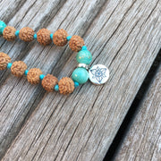 Collier Mala « Sérénité » Amazonite et Rudraksha - 6 mm,  - Ankora