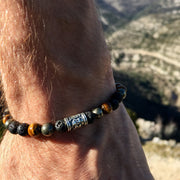 Bracelet Bouddhiste « Courage et Protection » 3 pierres - Argent 925 - 6 mm,  - Ankora