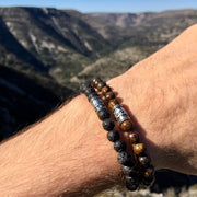 Bracelet Bouddhiste « Courage » Bronzite - Argent 925 - 6 mm,  - Ankora