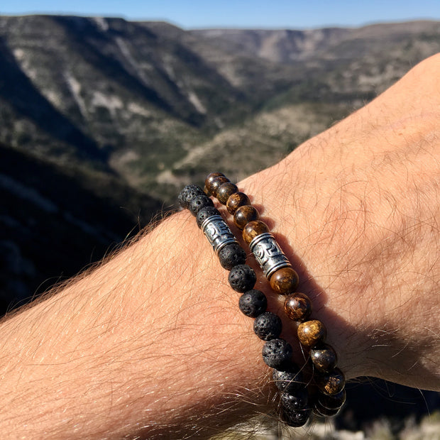 Bracelet Bouddhiste « Courage » Bronzite - Argent 925 - 6 mm,  - Ankora