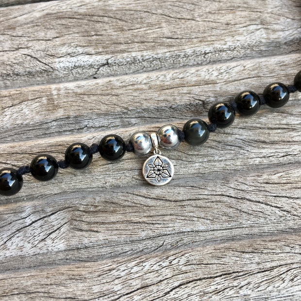 Collier Mala « Ancrage et Protection » Obsidienne, Hematite, Oeil de Taureau - 6 mm,  - Ankora