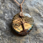 Pendentif « Arbre de vie » en Labradorite Spectrolite - Reflet Orange - Ankora