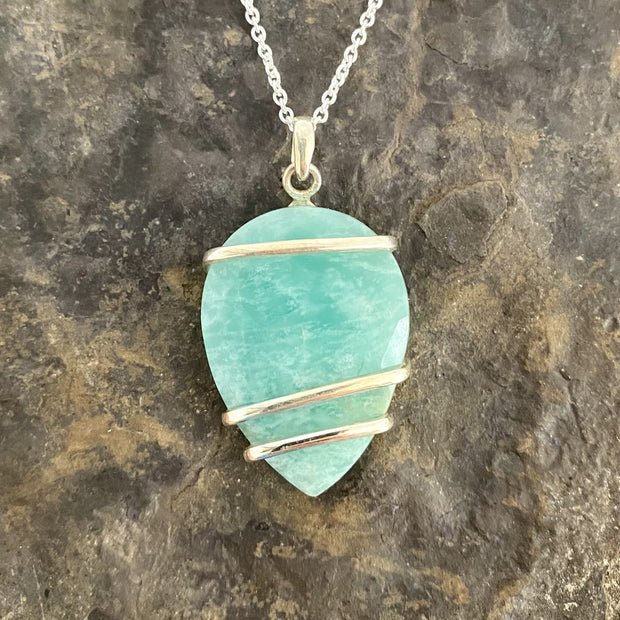 Pendentif « Goutte d'eau » en Amazonite - Argent 925 - Ankora