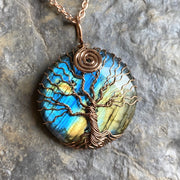 Pendentif « Arbre de vie » en Labradorite Spectrolite - Reflet Bleu & Vert - Ankora