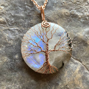 pendentif pour femme en pierre de lune arbre de vie