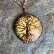 Pendentif « Arbre de vie » en Labradorite Spectrolite - Reflet Orange - Ankora