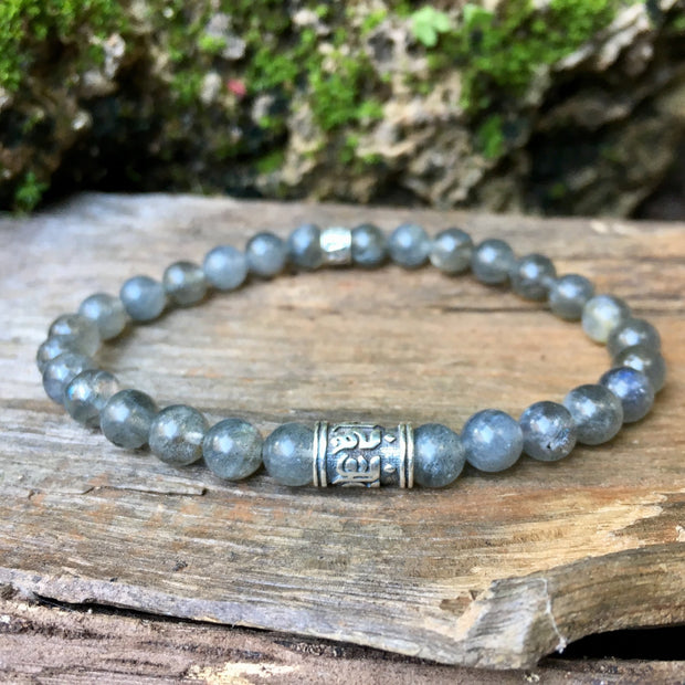 bracelet mala lithotherapie en labradorite naturelle 